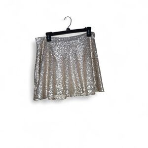Bethany Mota Silver Sequin Skater Skirt